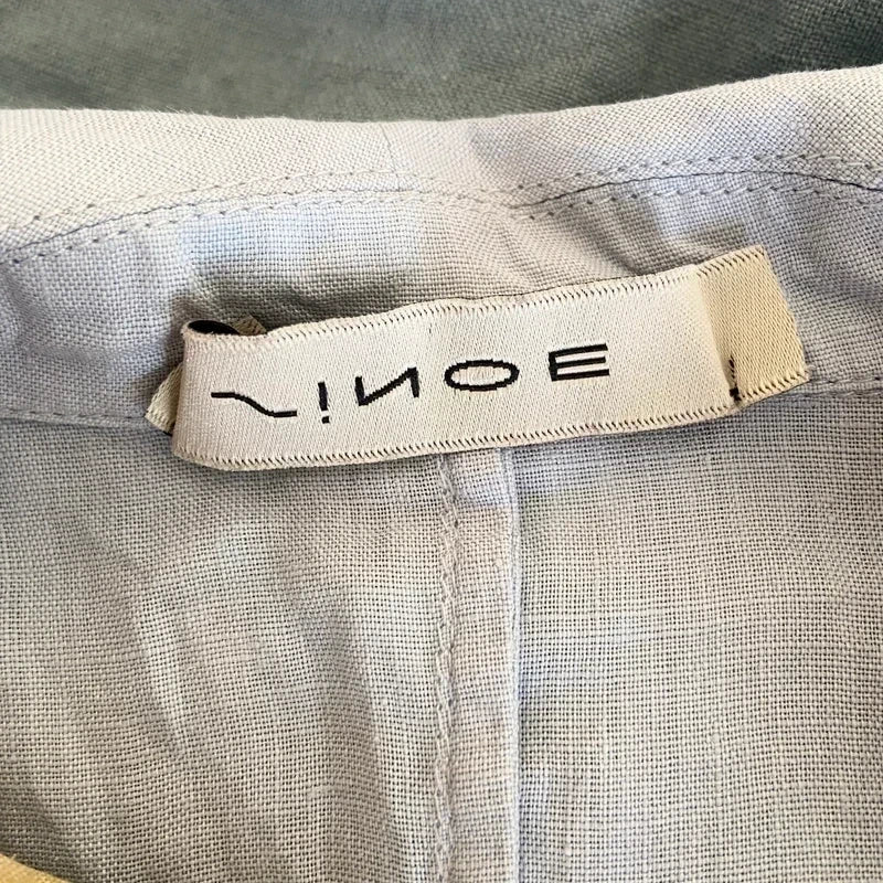 Sinoe Light Blue Linen Sleeveless Button-Down Top