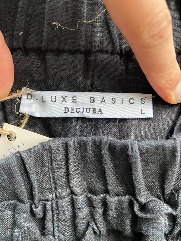 Black relaxed linen trousers- Size 40