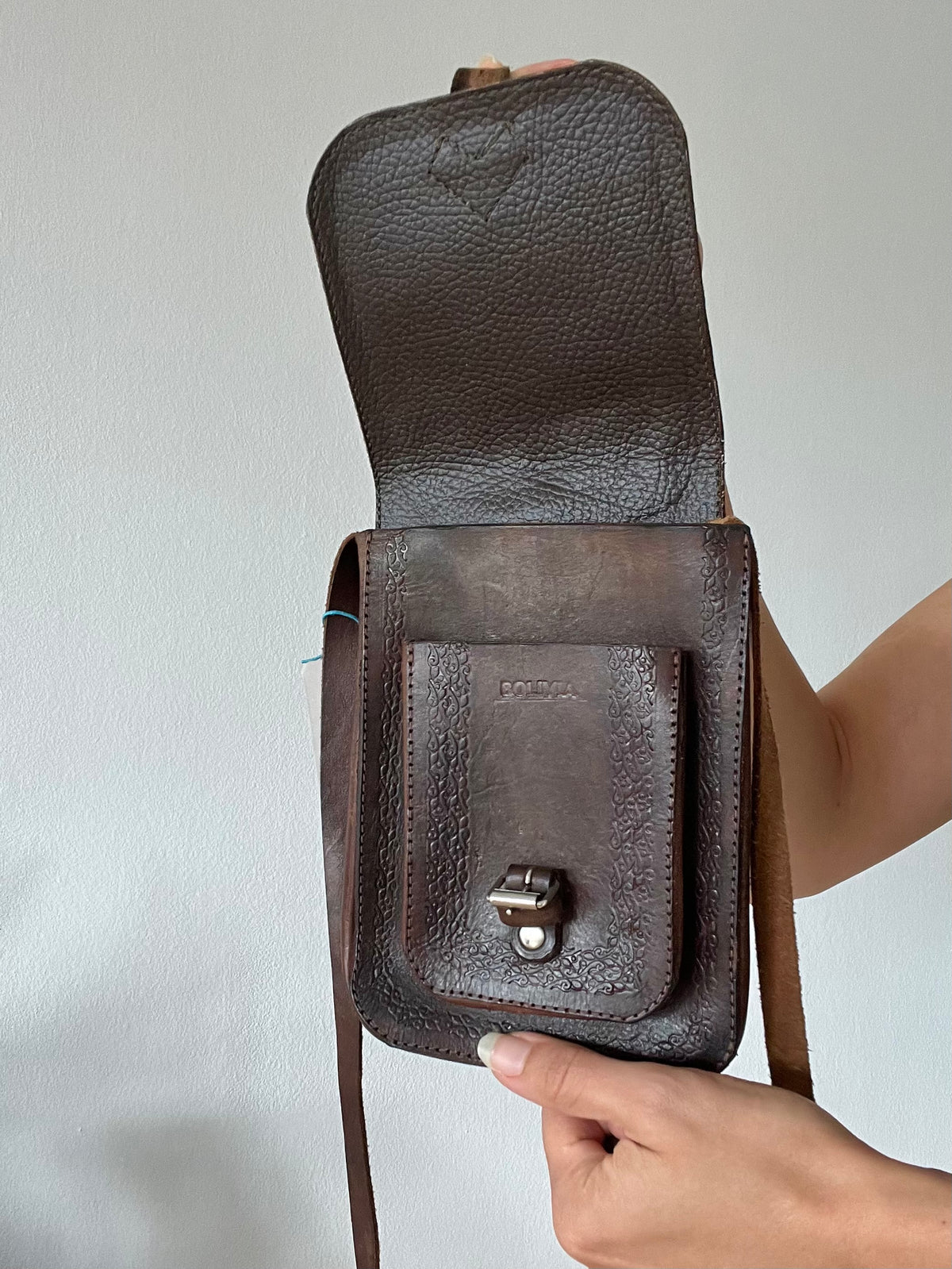 Vintage Embroidered Leather Crossbody Bag