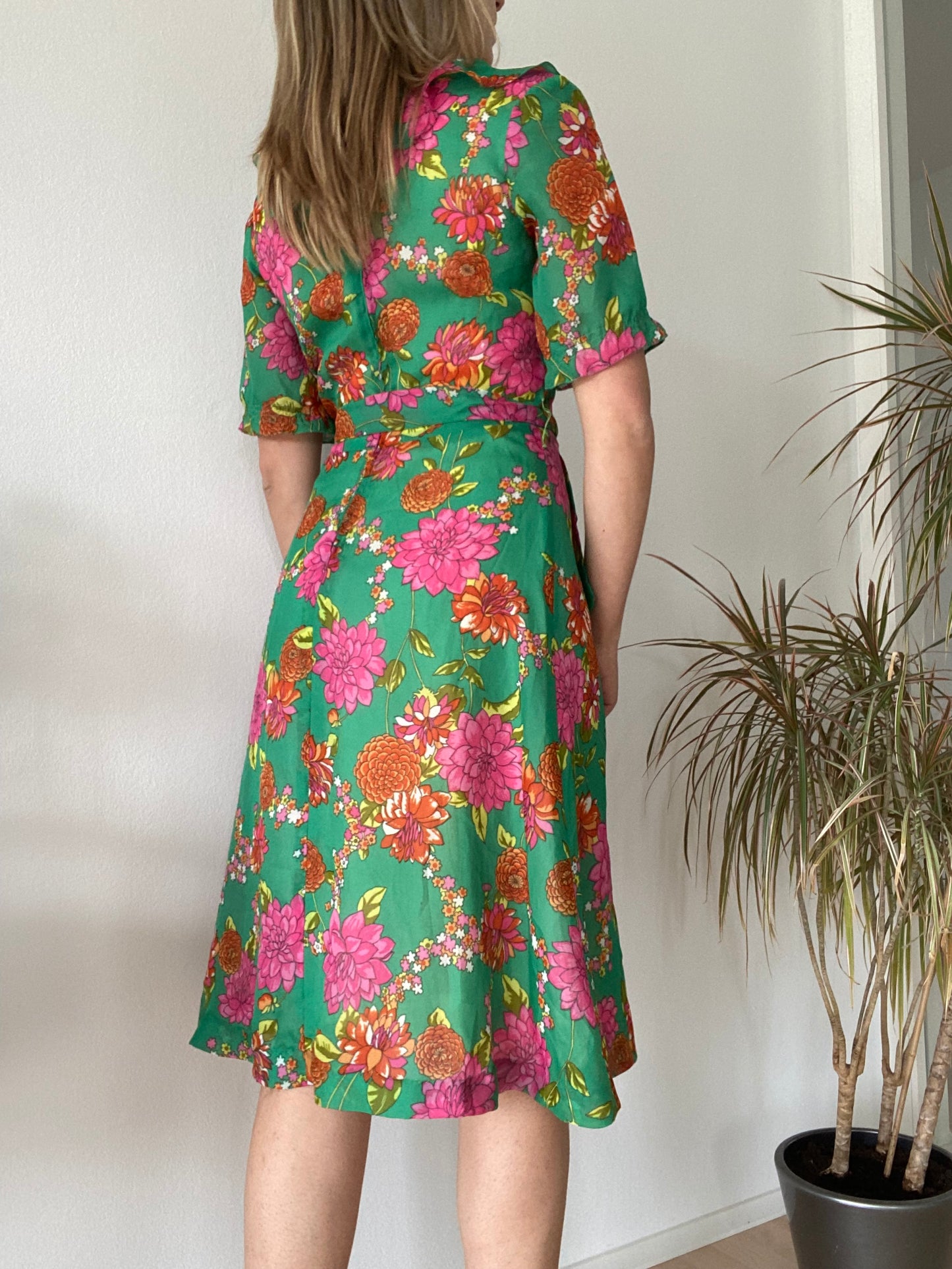 Green boho hippie dress 70s