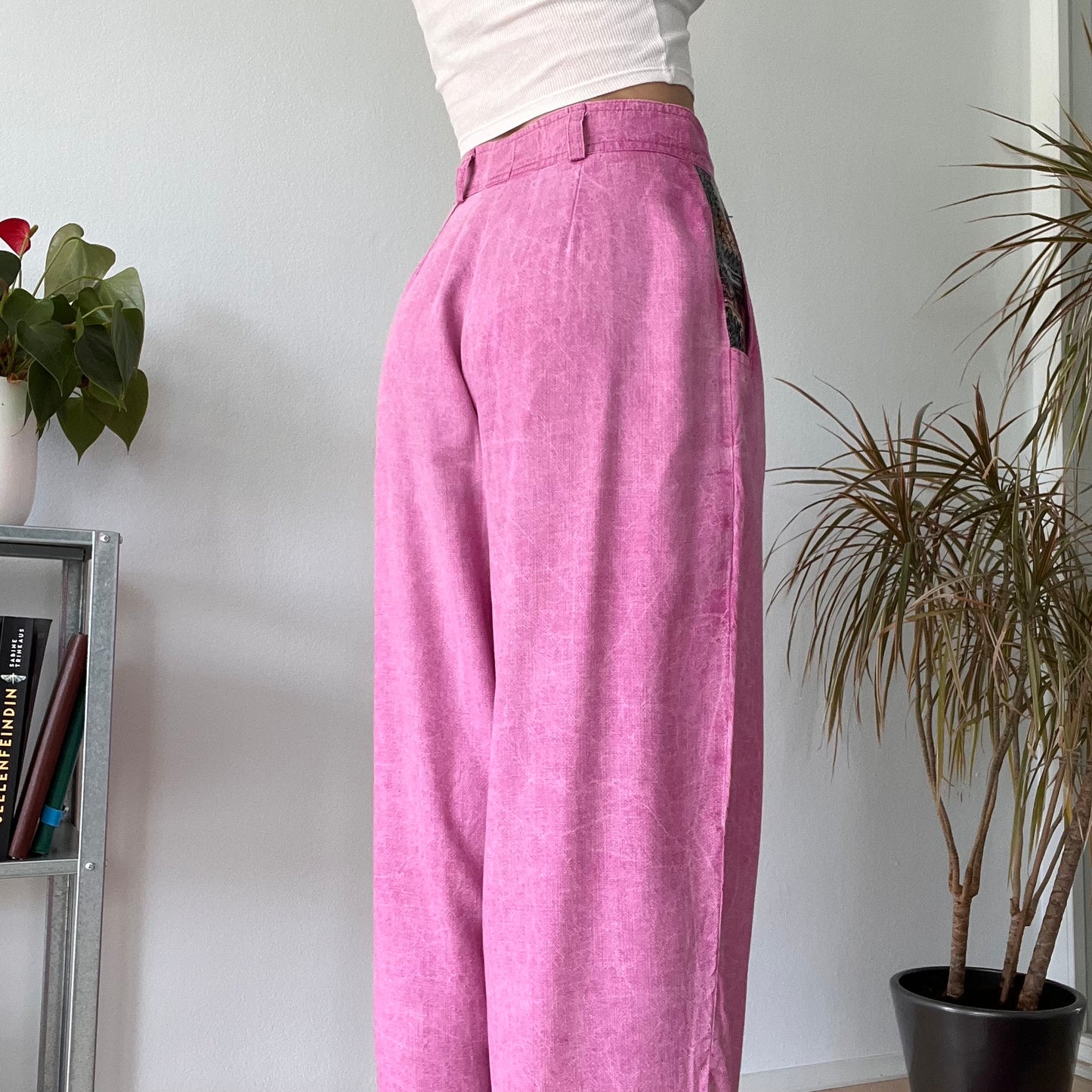 Vintage Pink High Waisted Wide Leg Trousers Y2K