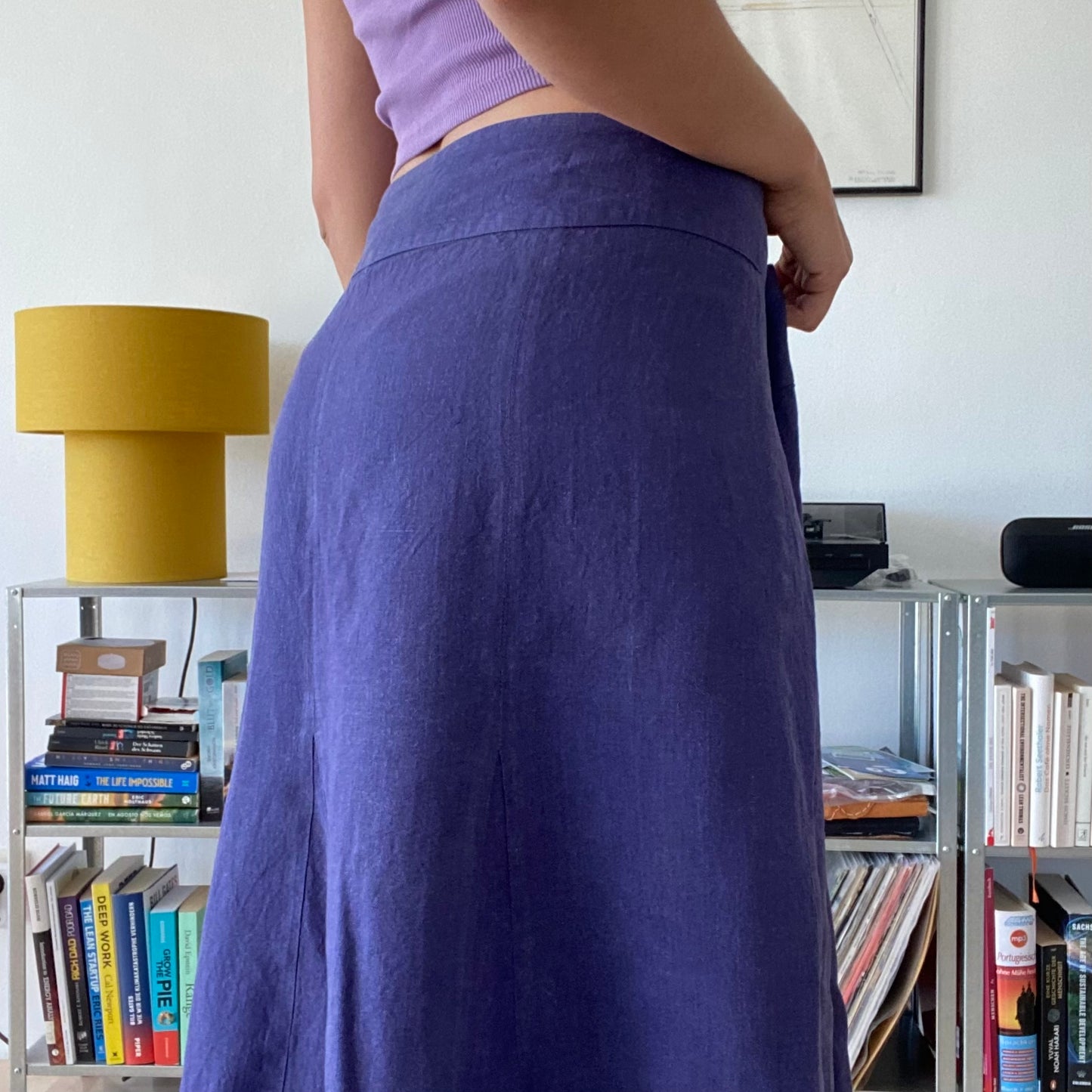 Purple maxi linen skirt