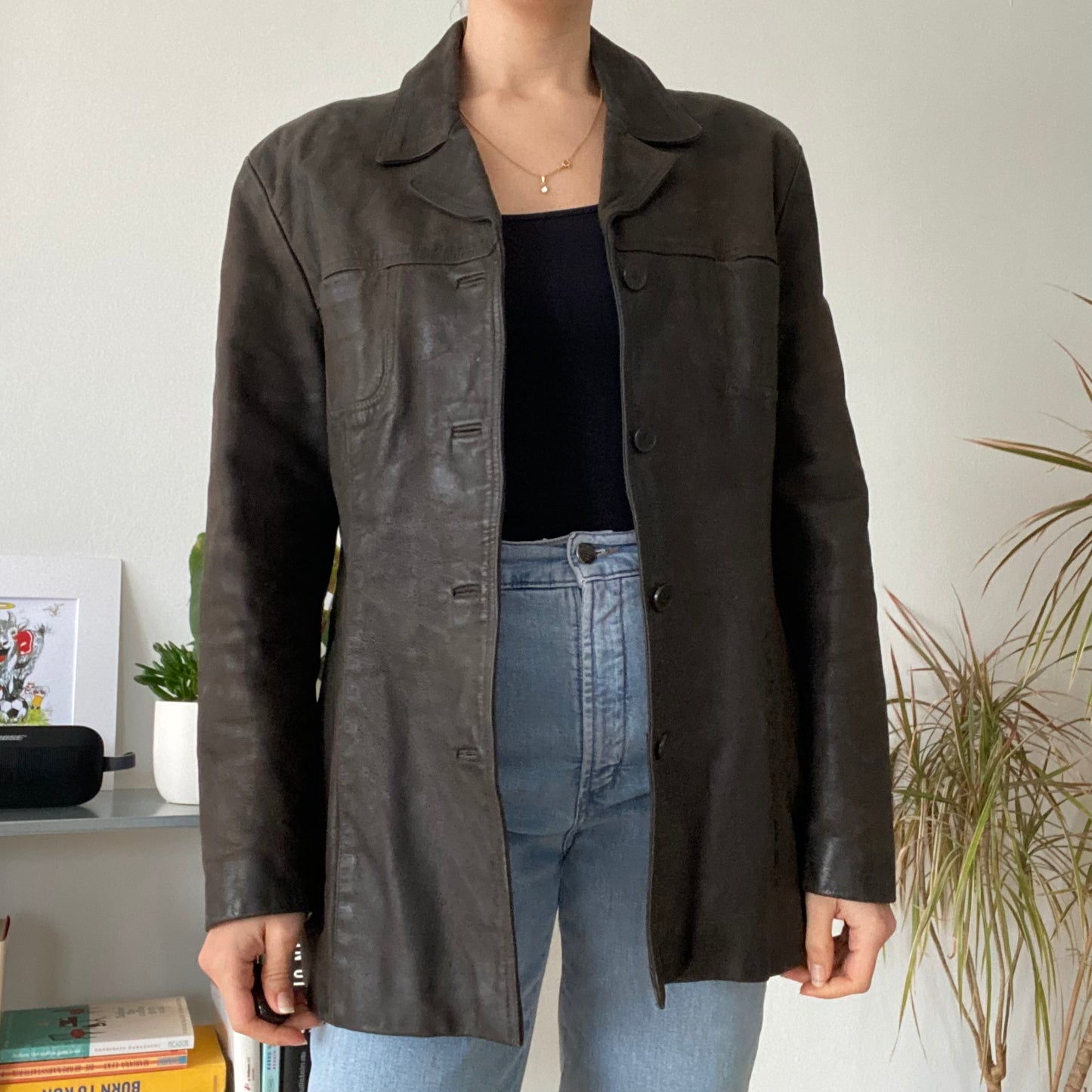 Unisex Vintage Brown buffalo Leather Jacket