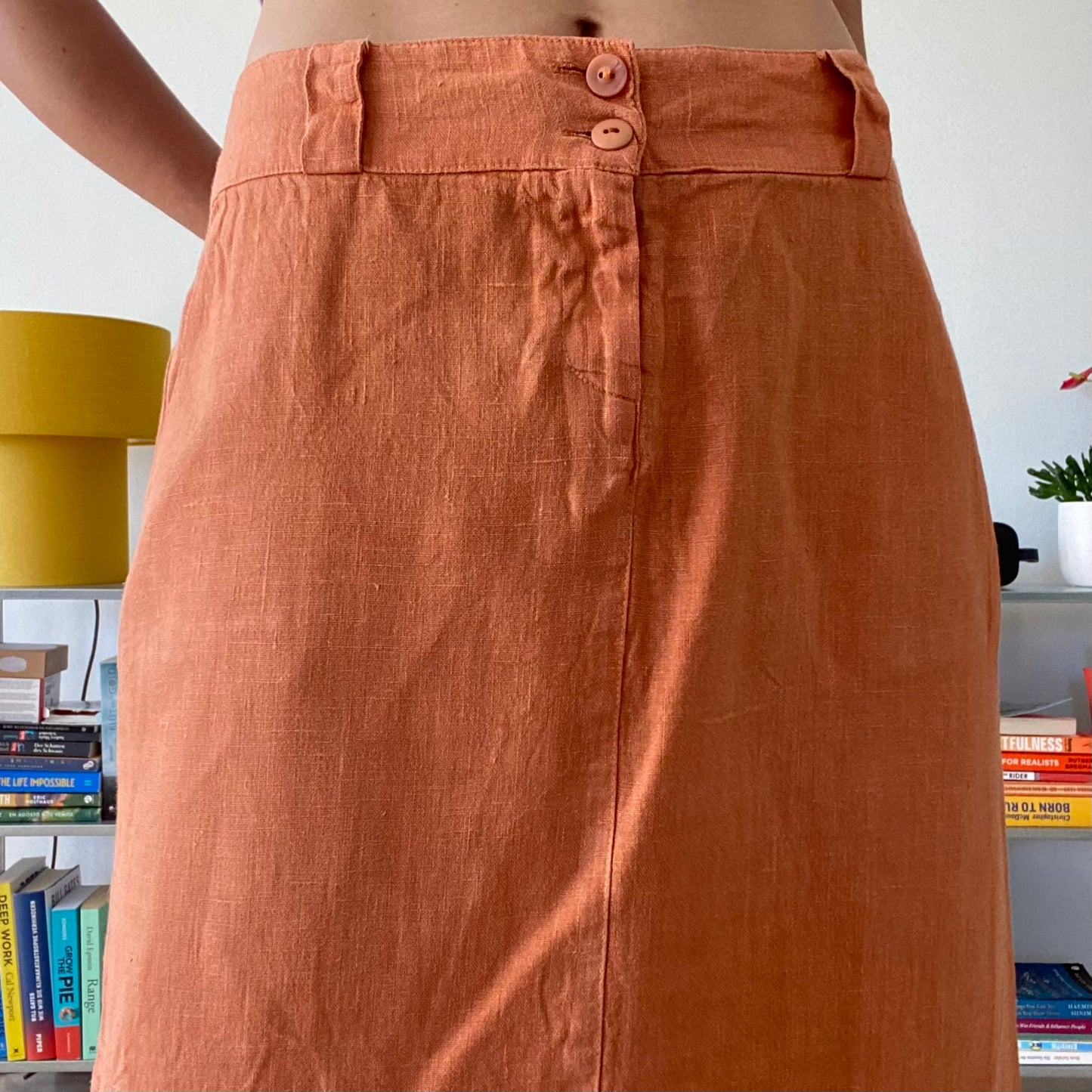 Maxi orange linen skirt