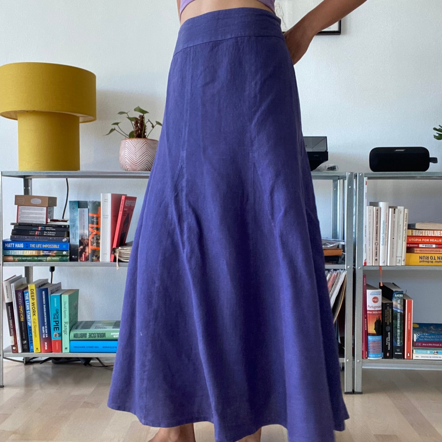 Purple maxi linen skirt