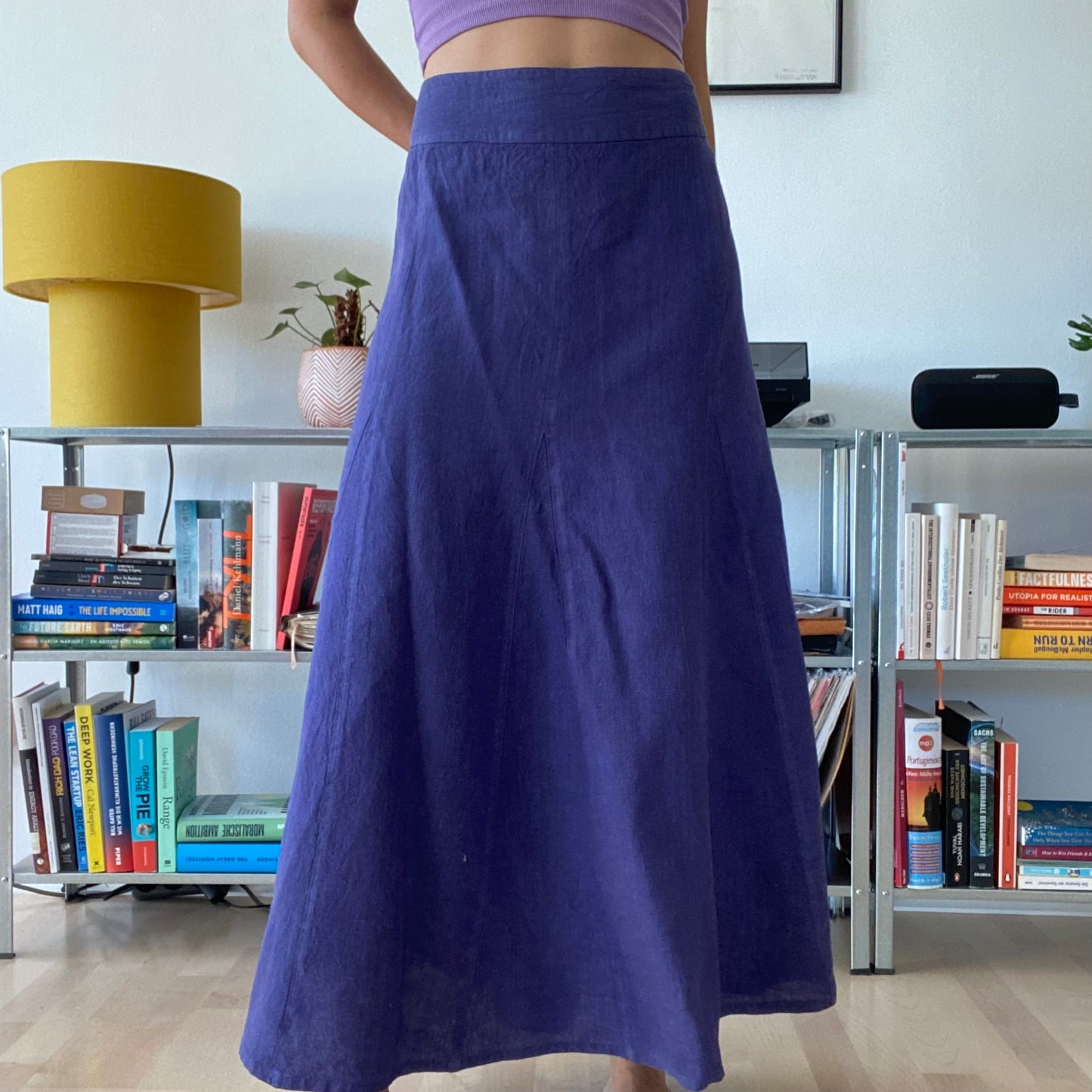 Purple maxi linen skirt