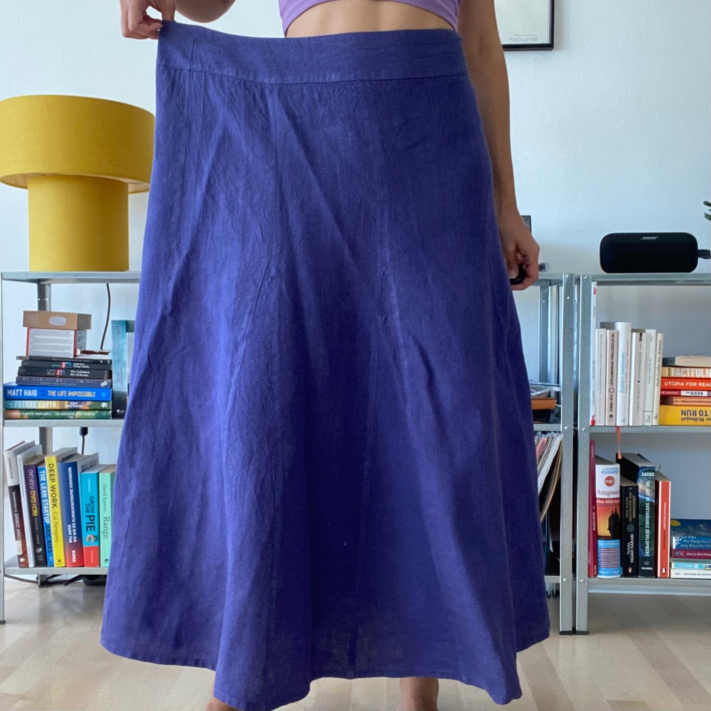 Purple maxi linen skirt