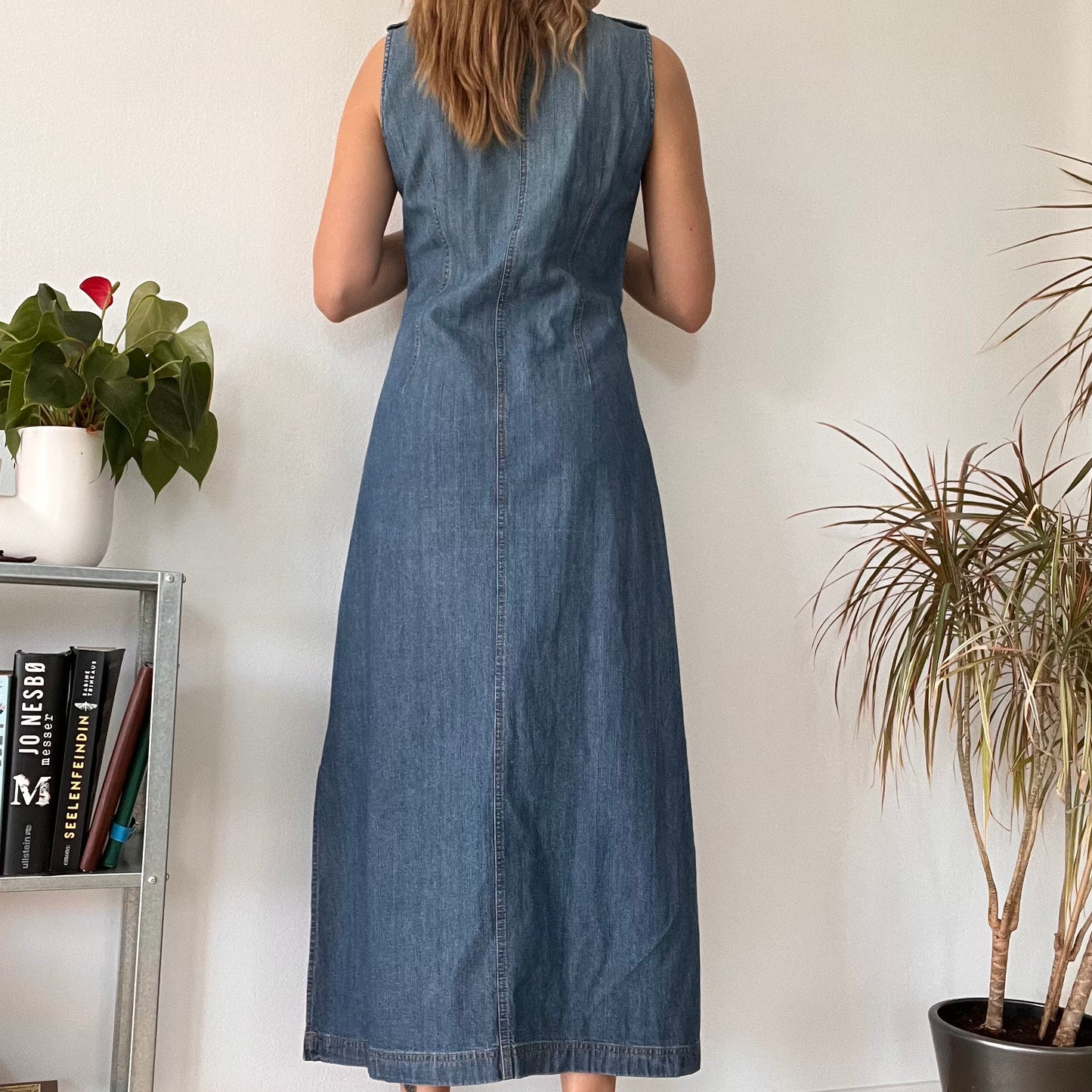 Maxi long denim jeans dress-Size M