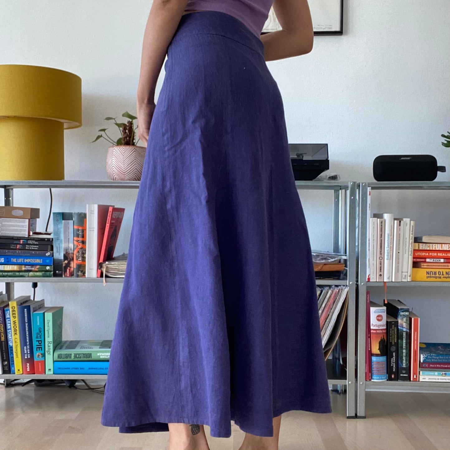 Purple maxi linen skirt