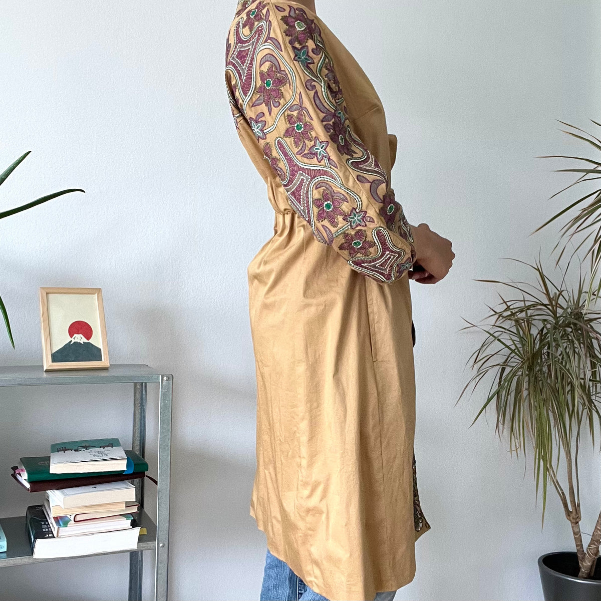 Vintage Embroidered Kaftan Belted jacket