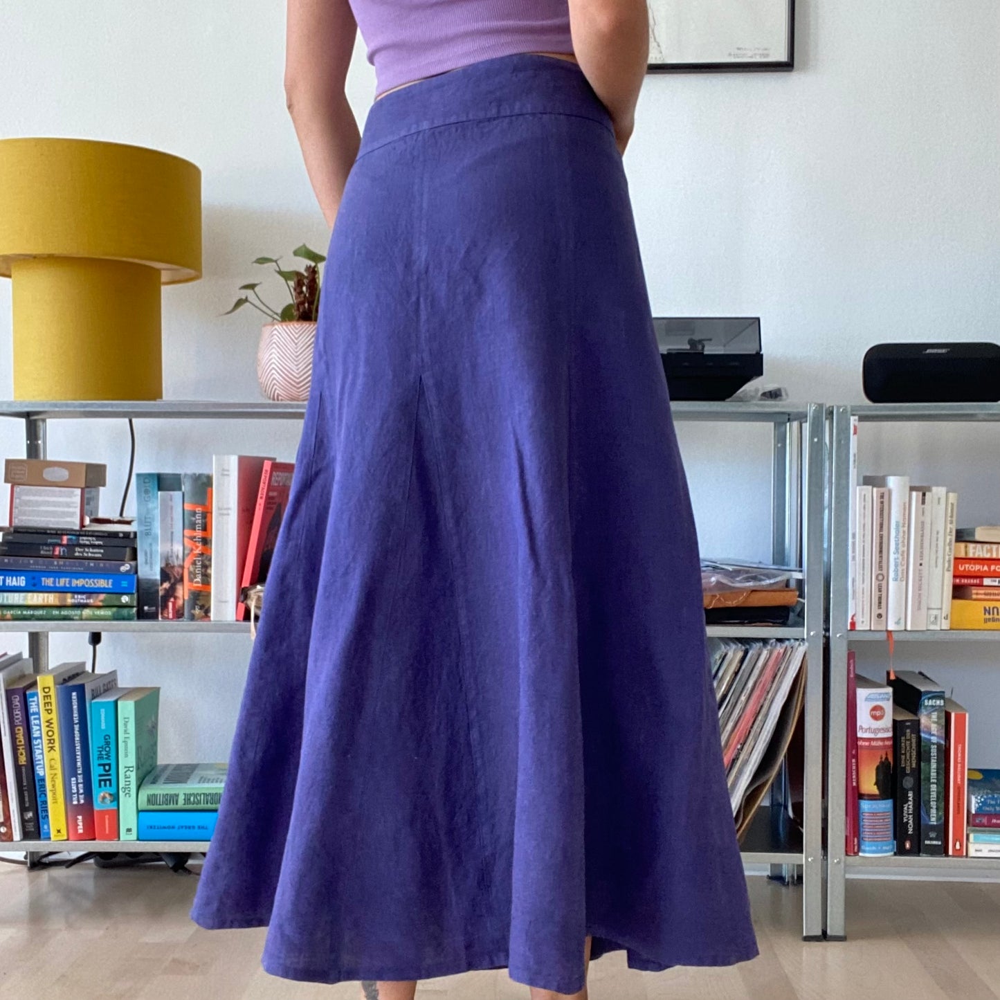 Purple maxi linen skirt