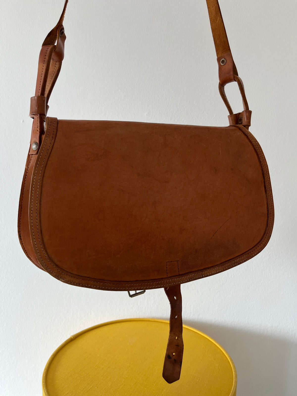 A vintage brown leather saddle