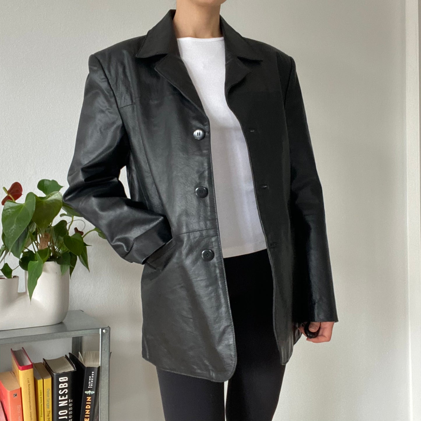 Black leather jacket men size