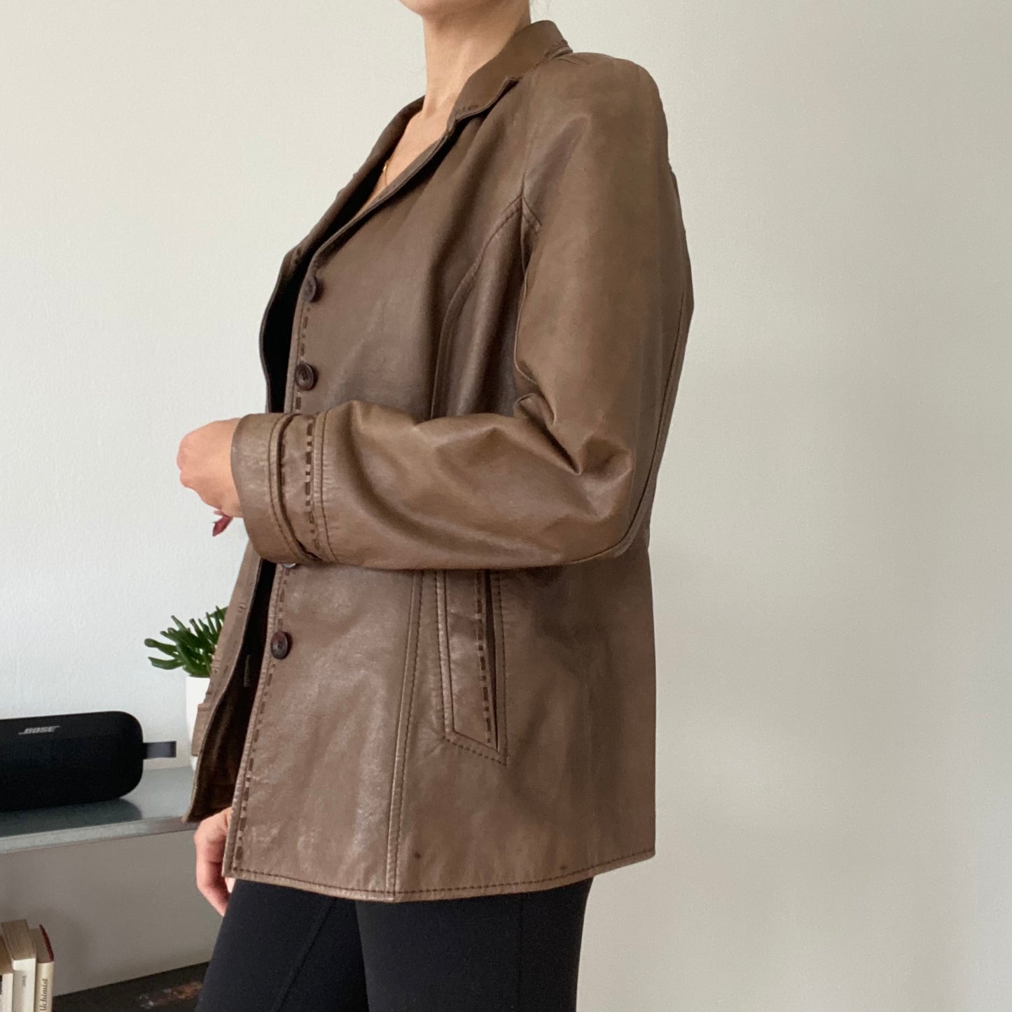 Brown leather jacket
