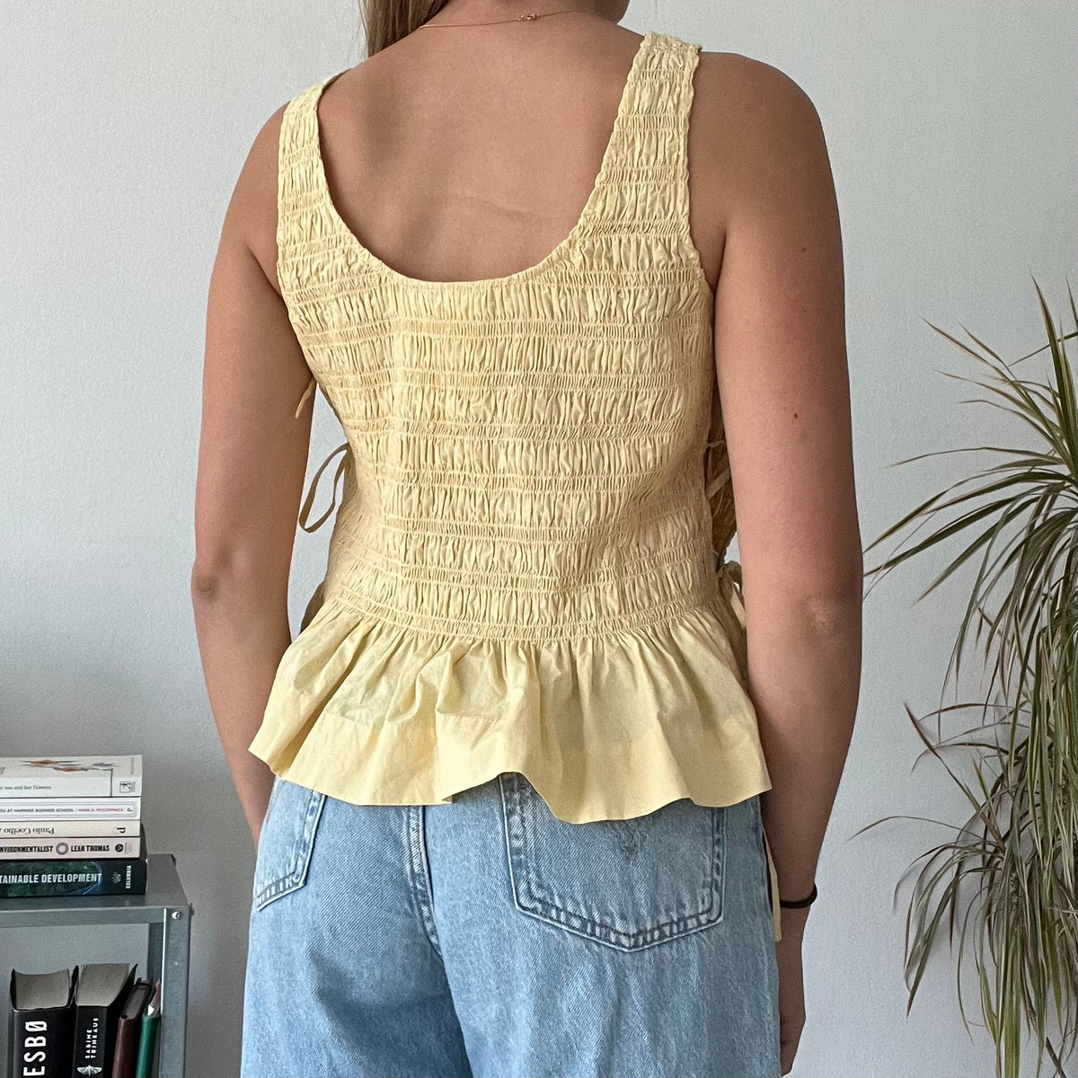 Ganni butter yellow top and skirt set- Size 36 /38