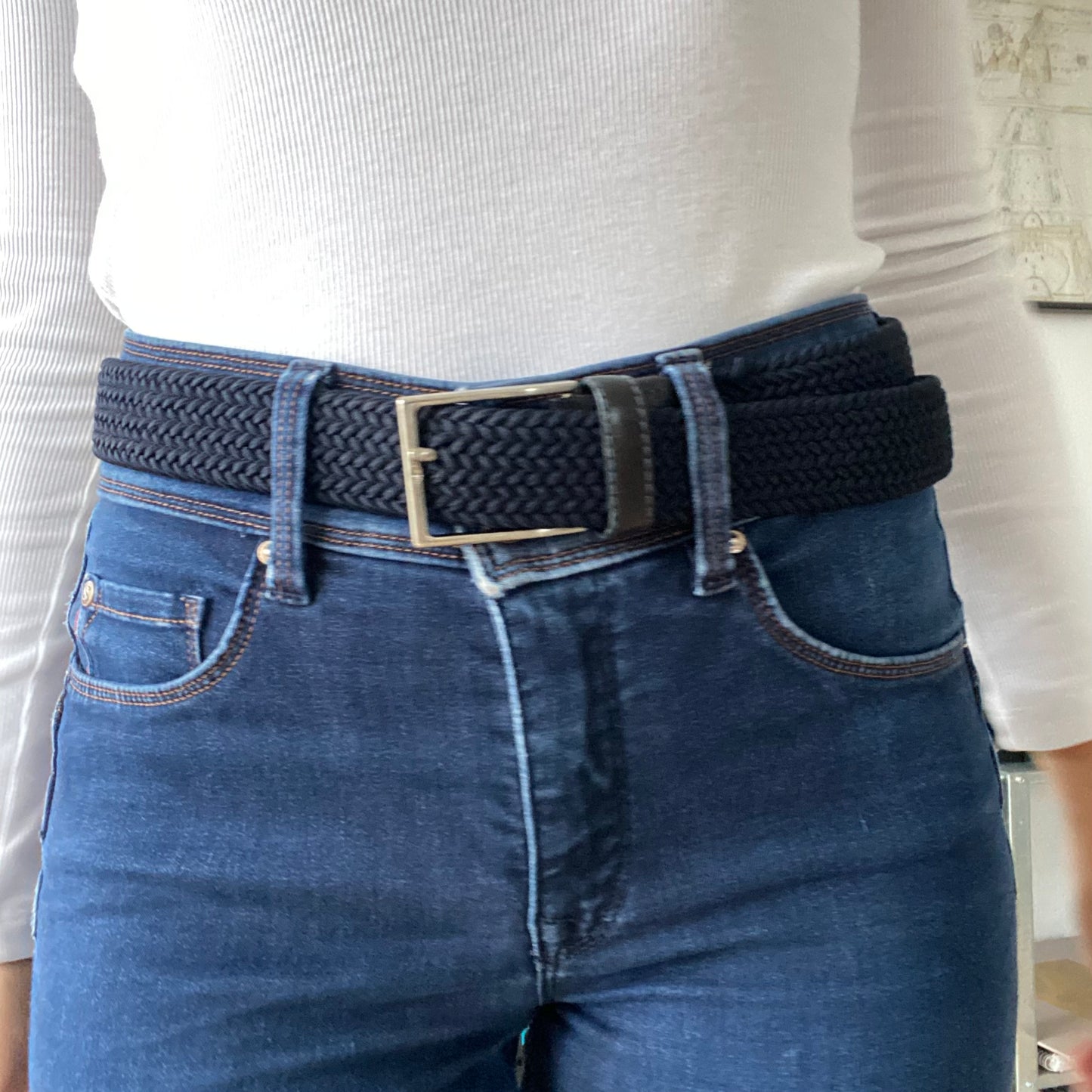 Dark Blue braided belt made in Italy