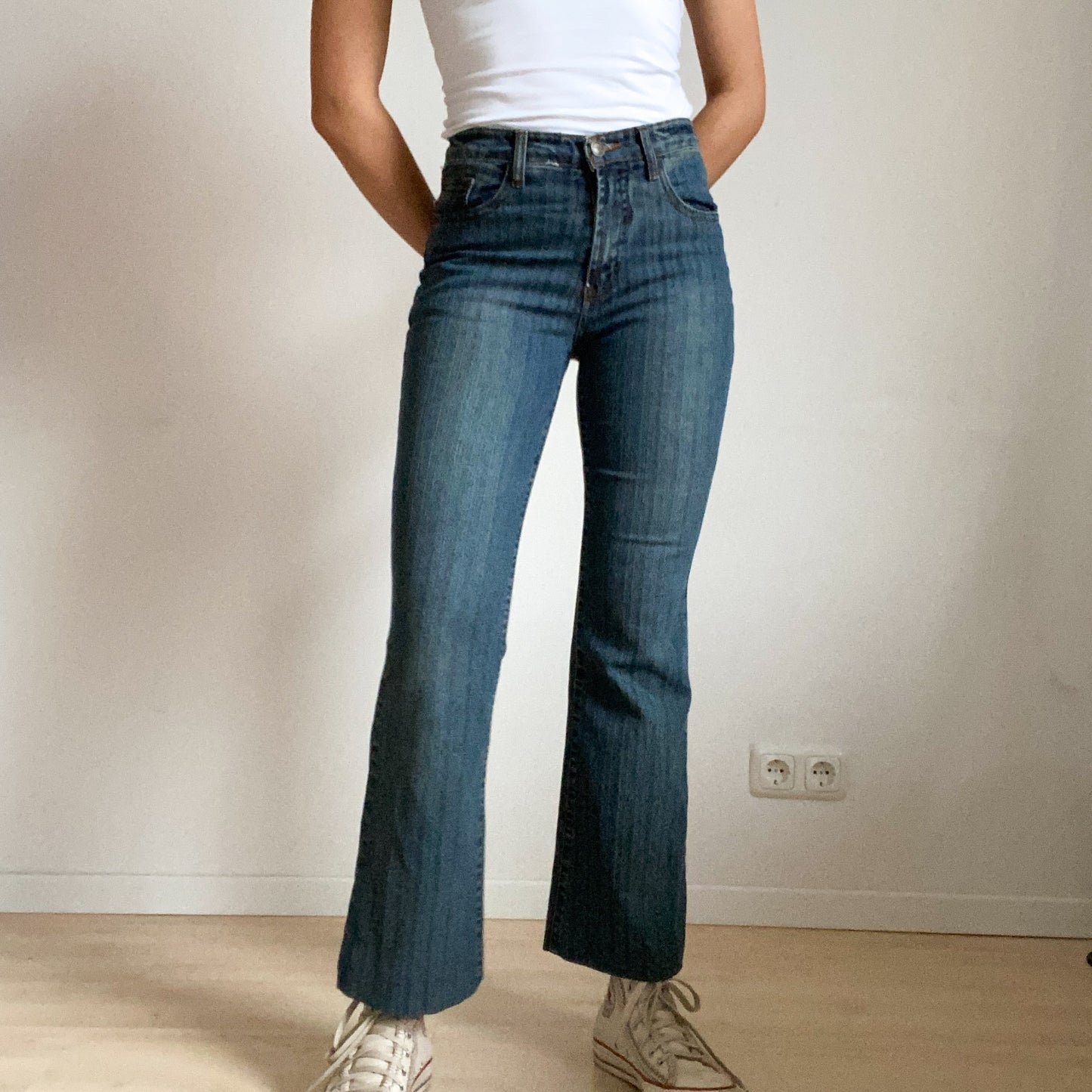 Vintage jeans, blue wash cotton.