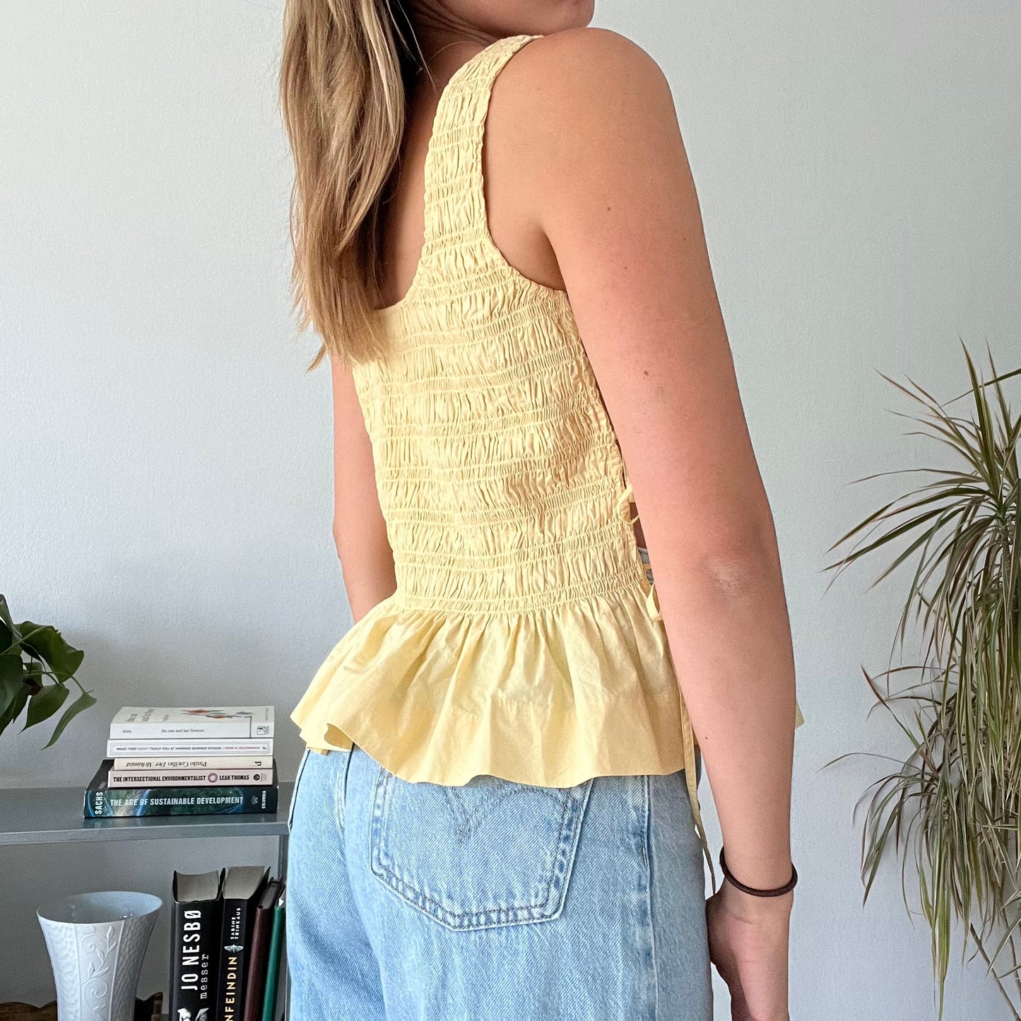 Ganni butter yellow top and skirt set- Size 36 /38