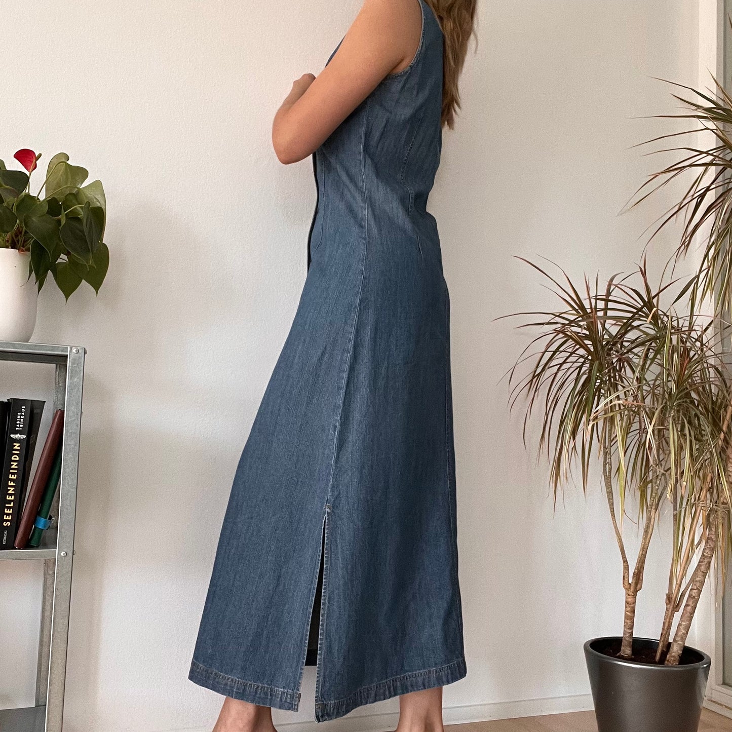 Maxi long denim jeans dress-Size M