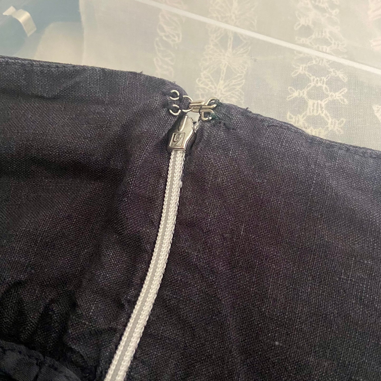 Black midi linen skirt