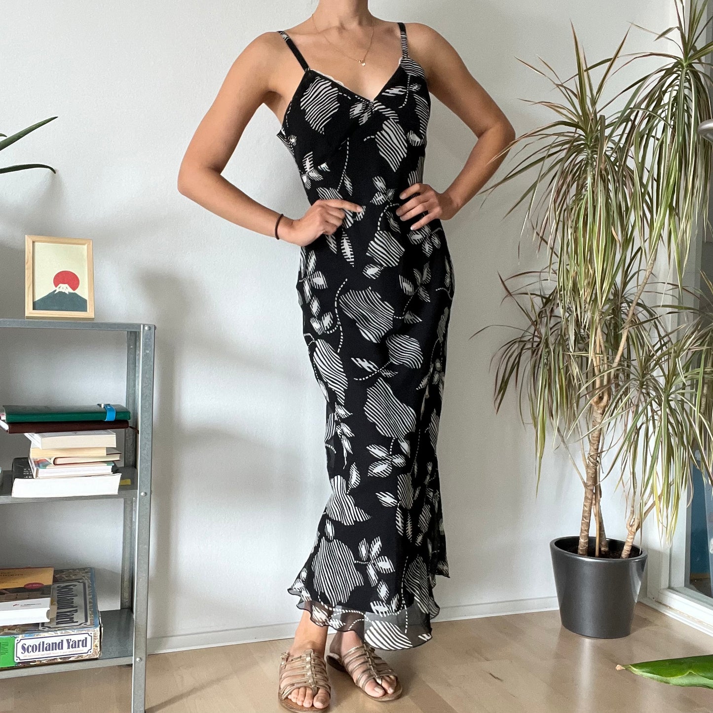 Vintage Abstract Print Maxi Dress-size M