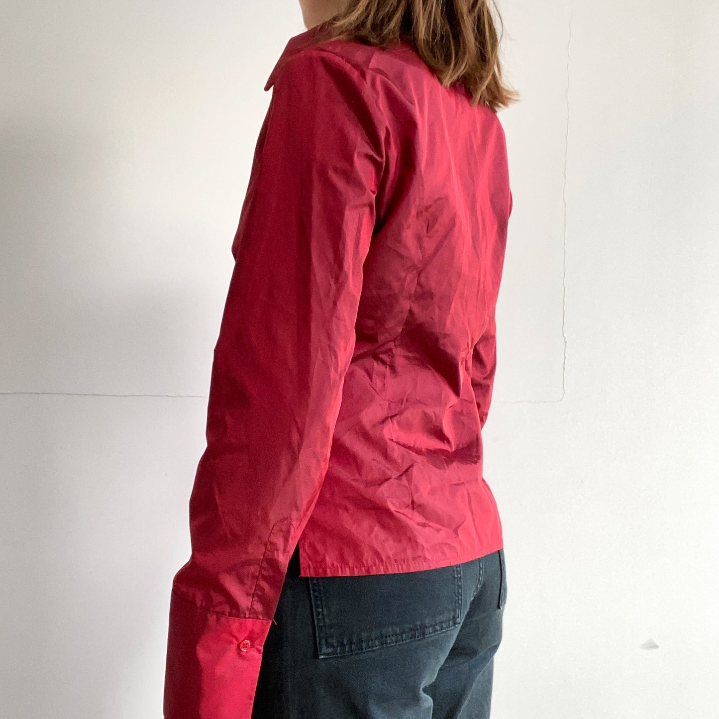 Formal red tunic blouse