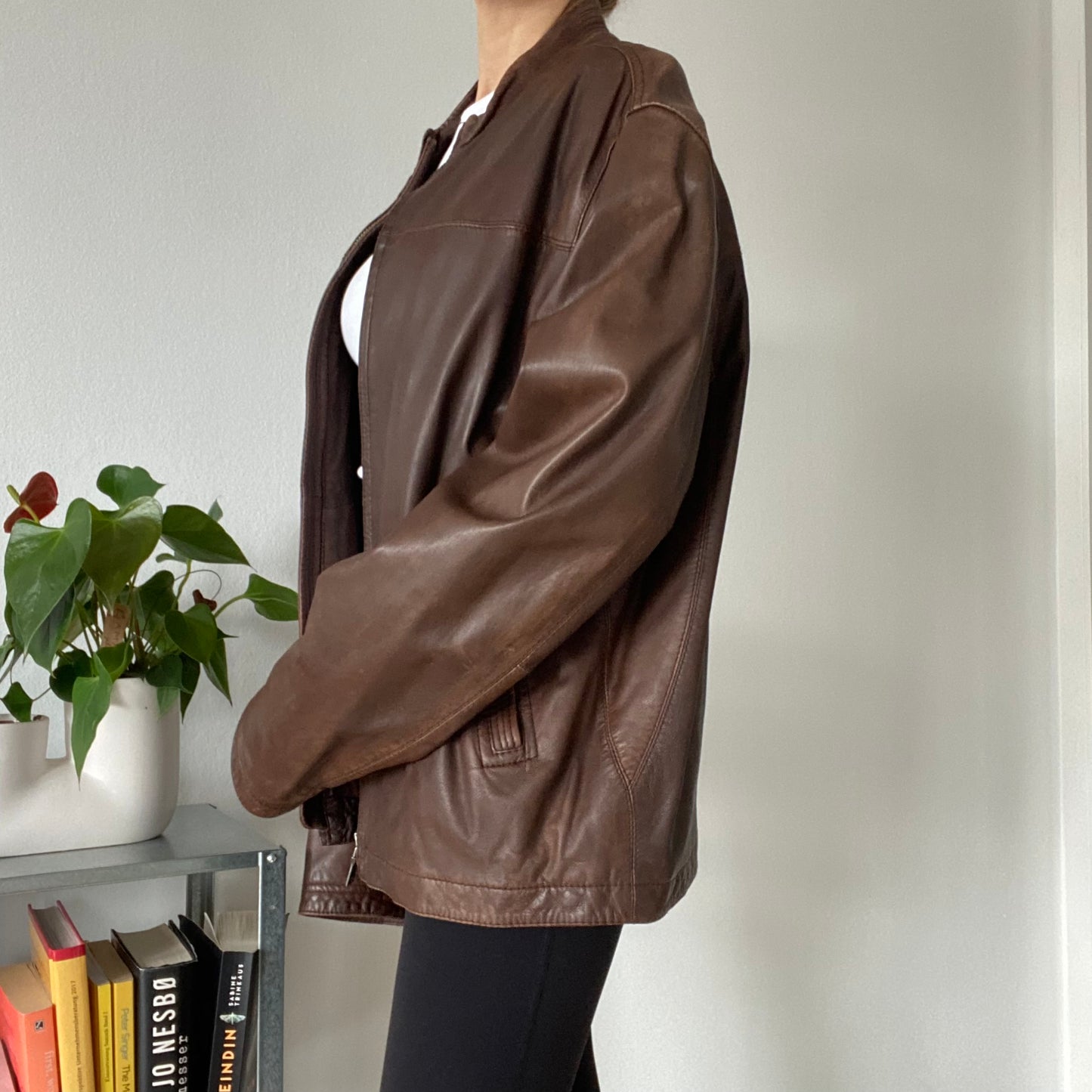 Brown leather jacket Men size