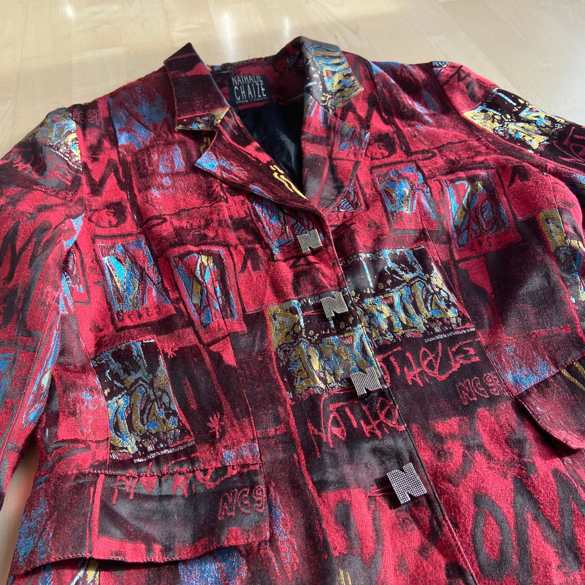 Nathalie Chaize Paris Red Abstract Blazer Jacket