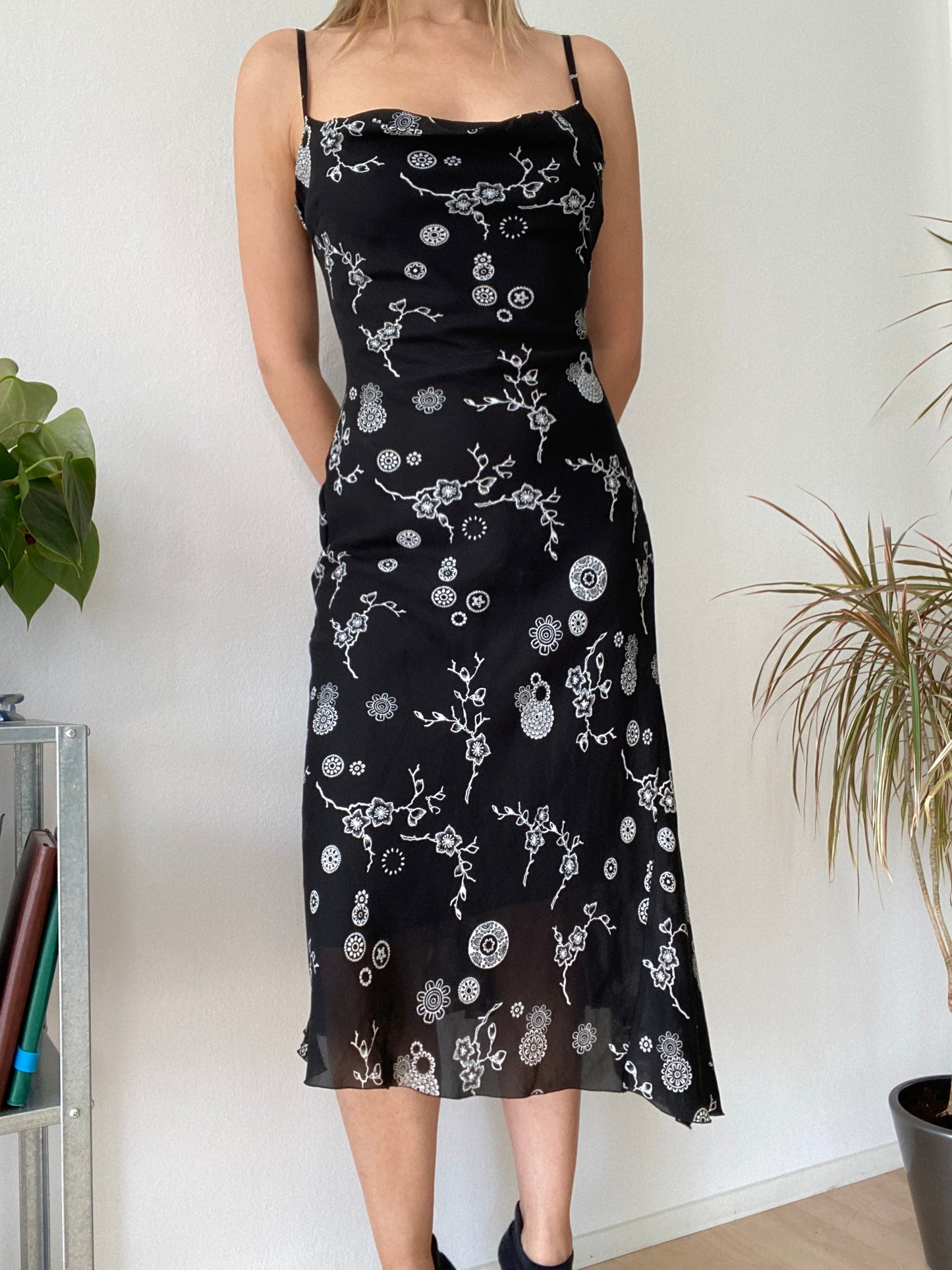Black 90s asymmetrical dress