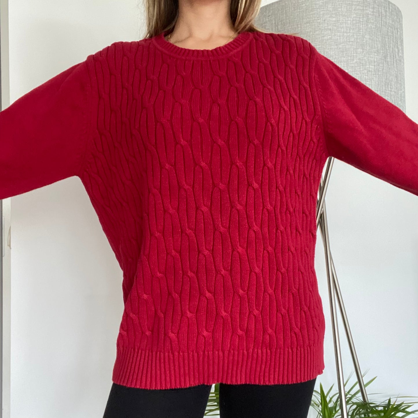 Red, chunky pullover