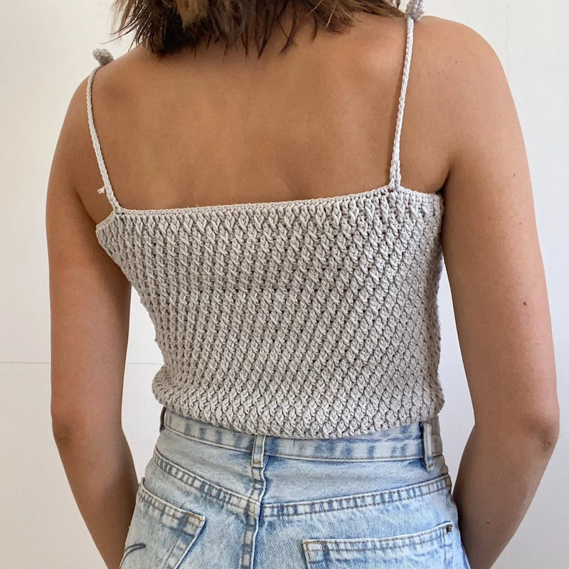 Crochet short top grey