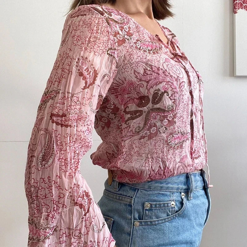 Sheer boho fairy top size M