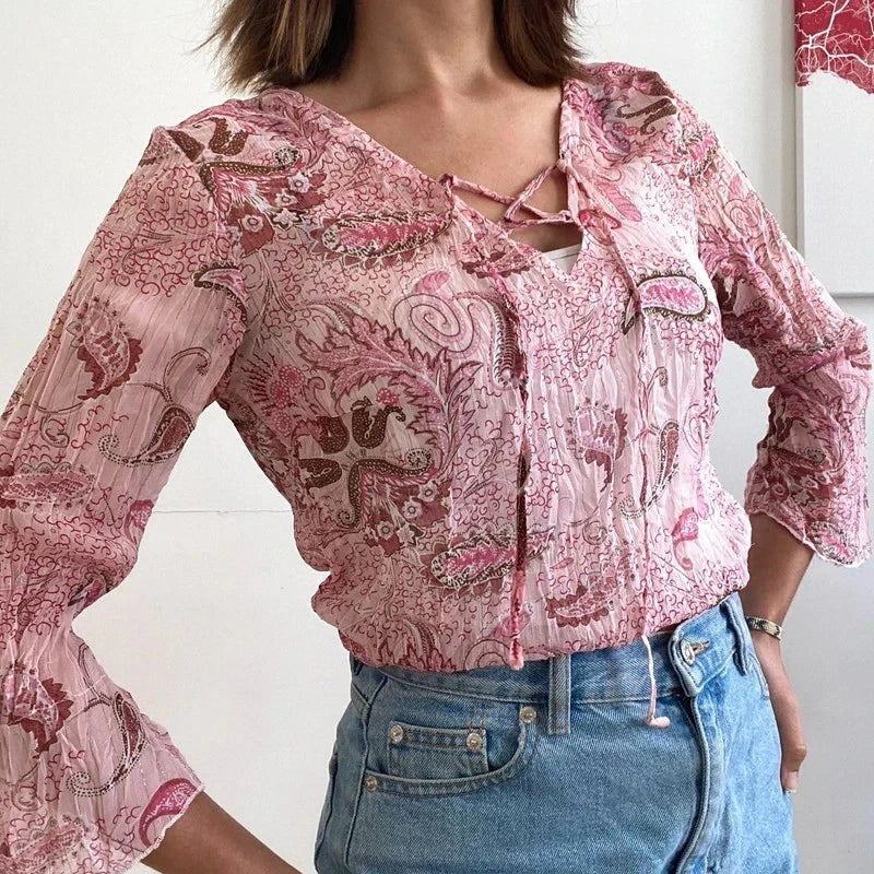 Sheer boho fairy top size M