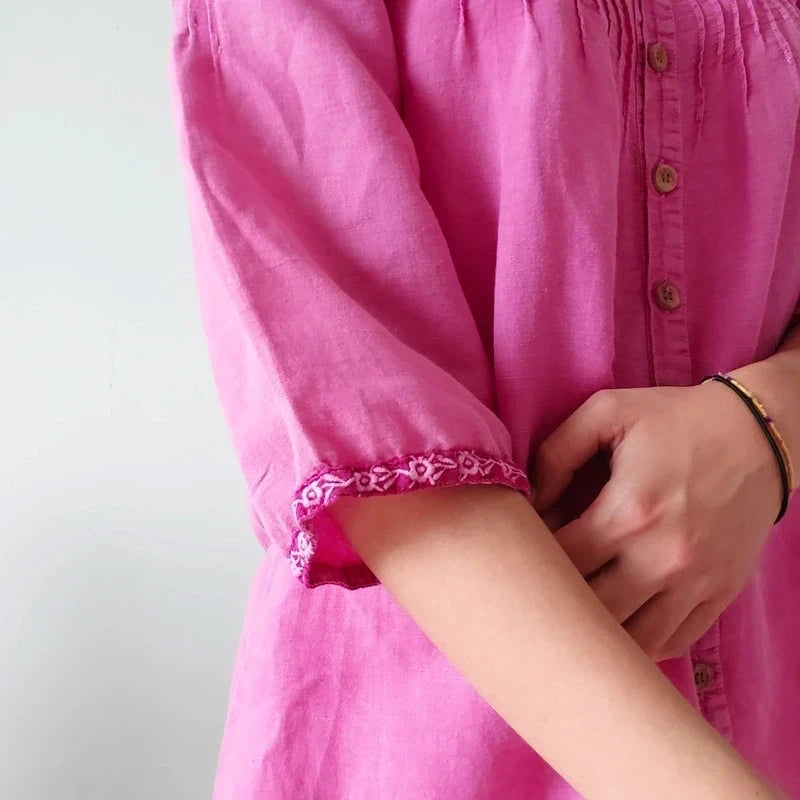 Gudrun Sjöden Linen Blend Blouse – Size XS, Loose Fit, Pink