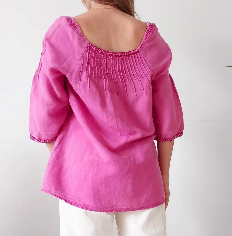 Gudrun Sjöden Linen Blend Blouse – Size XS, Loose Fit, Pink