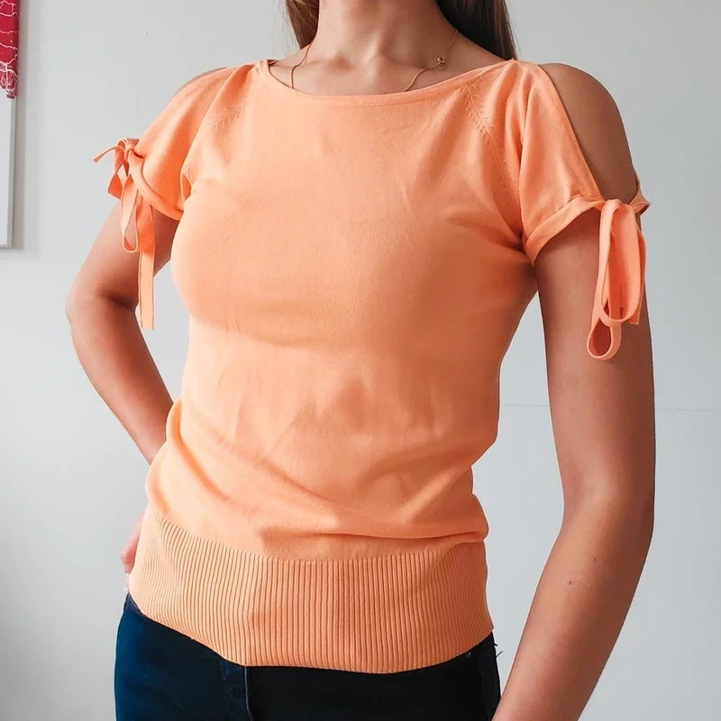 Peach orange blouse top