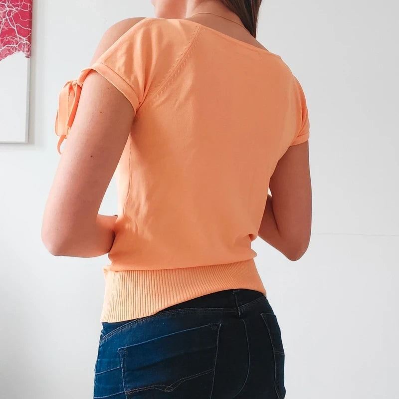 Peach orange blouse top