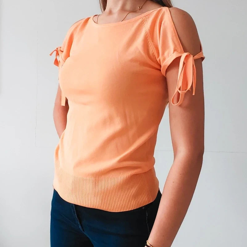 Peach orange blouse top