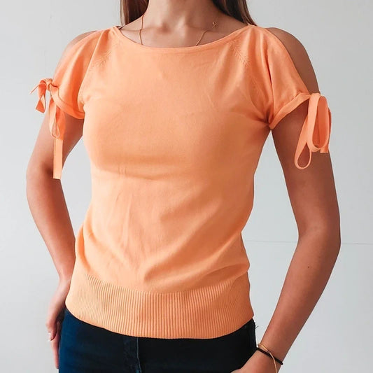 Peach orange blouse top