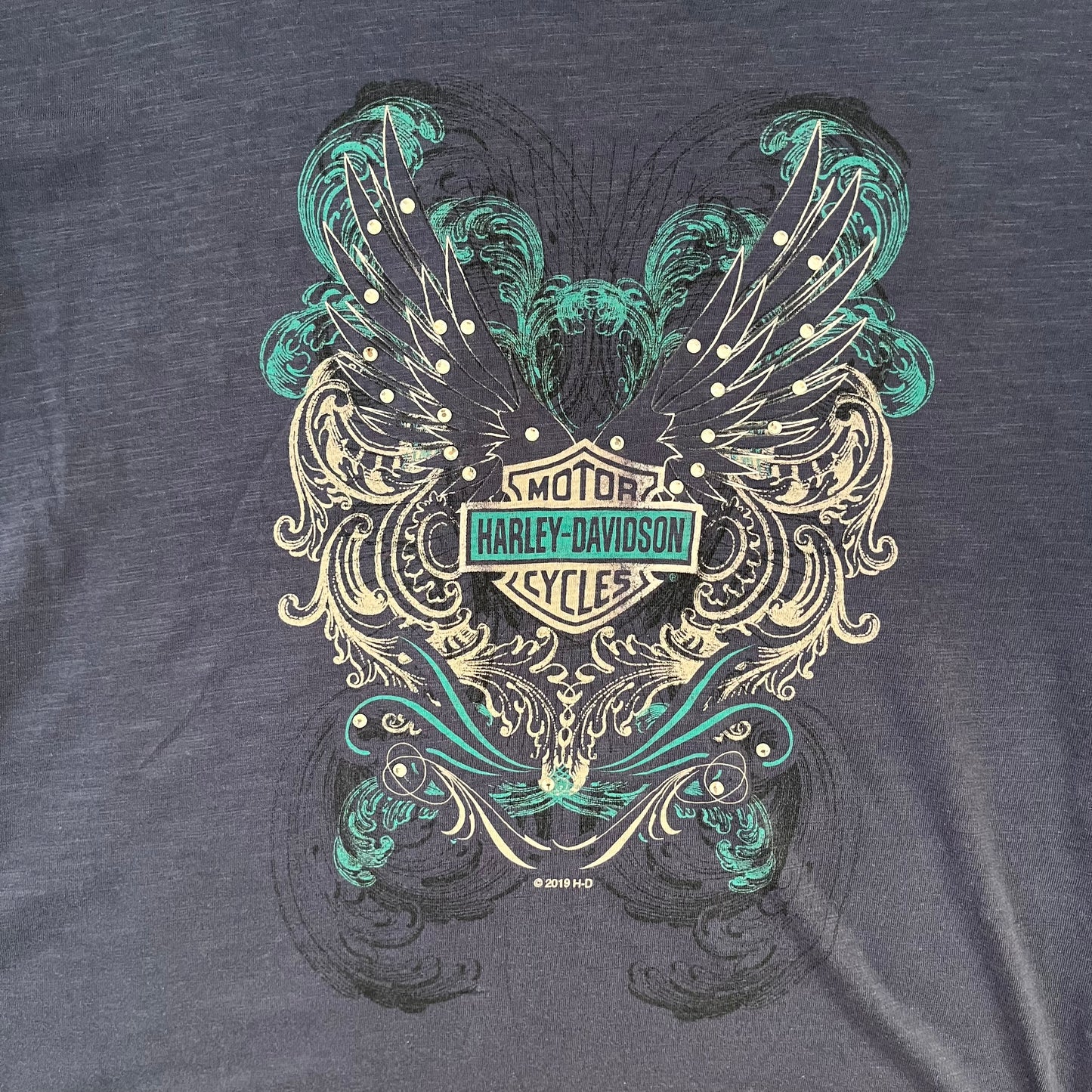 Harley Davidson blue T-shirt-Size XXL