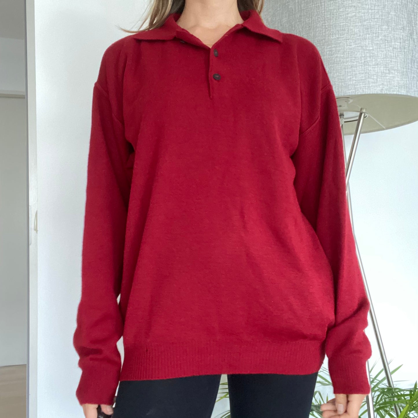 Red polo pullover