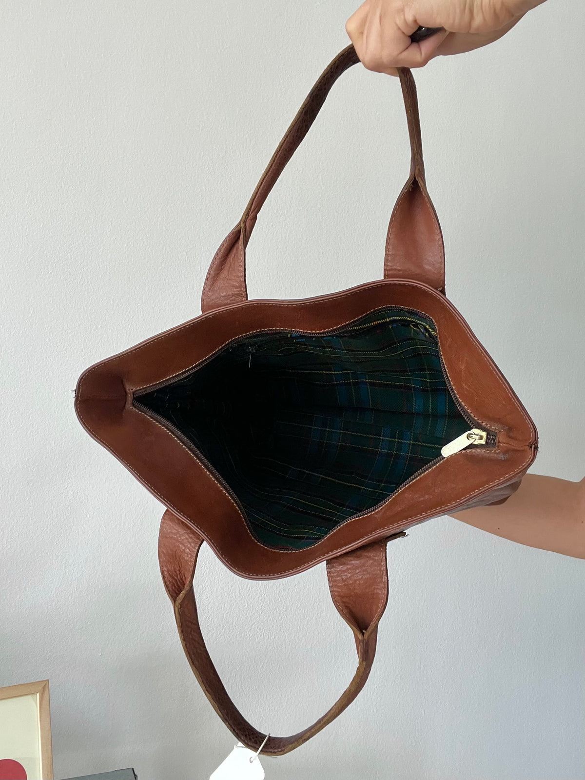 Vintage Style Brown Leather Tote Bag Large Shopper