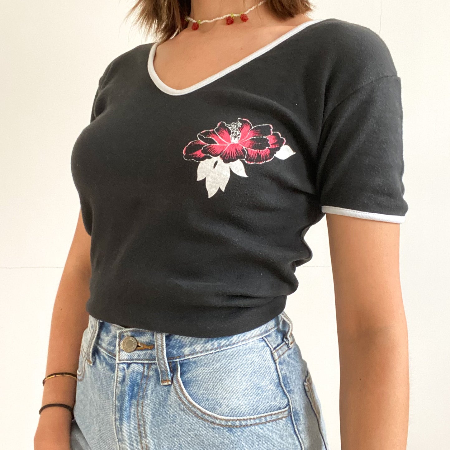 Black and White Flower Top