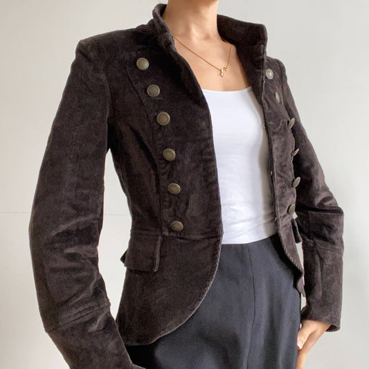 Corduroy short  jacket asymmetrical