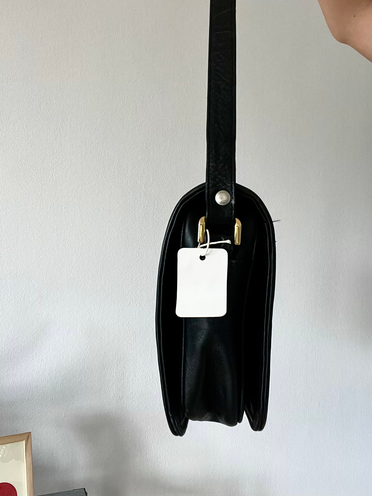Black Quilted Patent Shoulder Bag