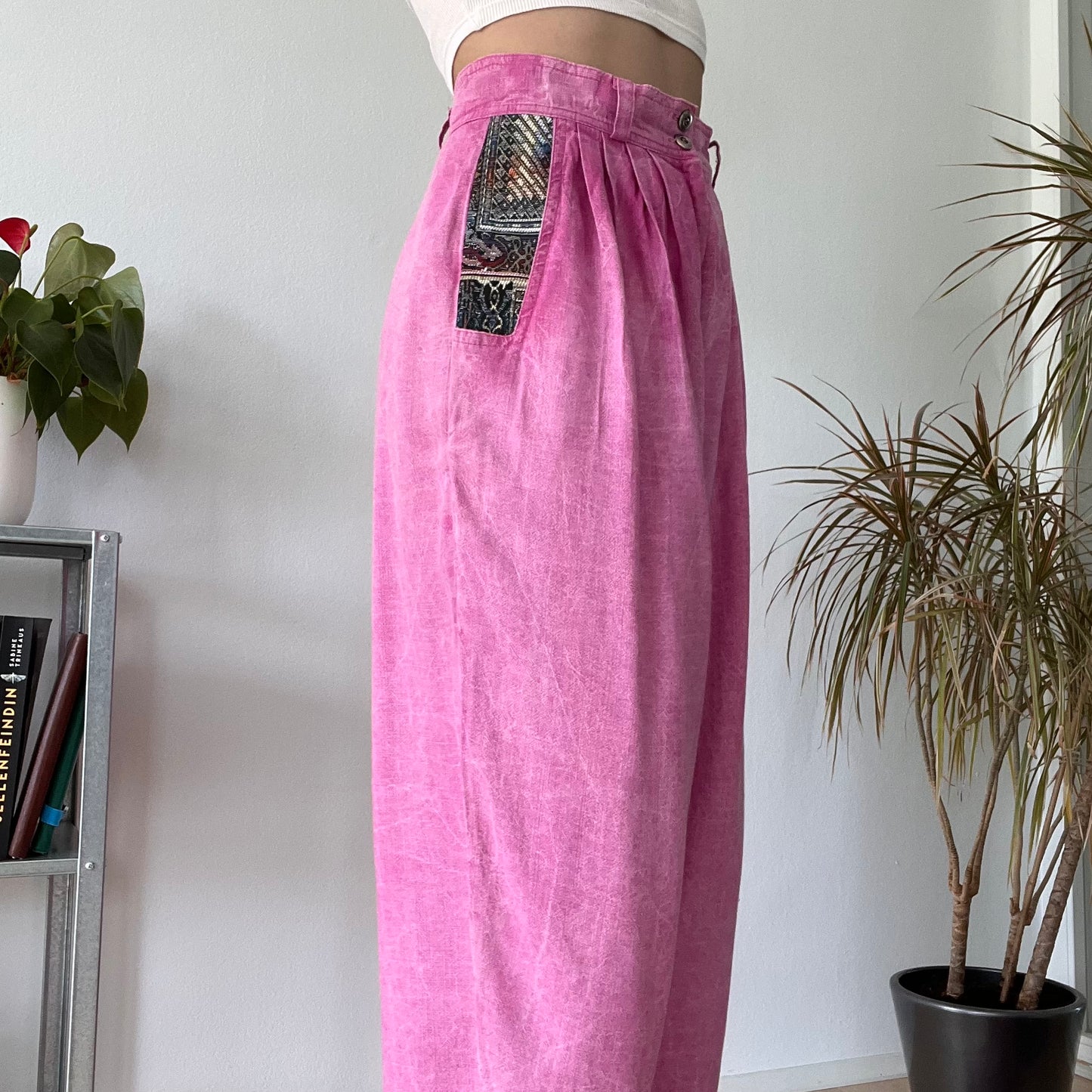Vintage Pink High Waisted Wide Leg Trousers Y2K