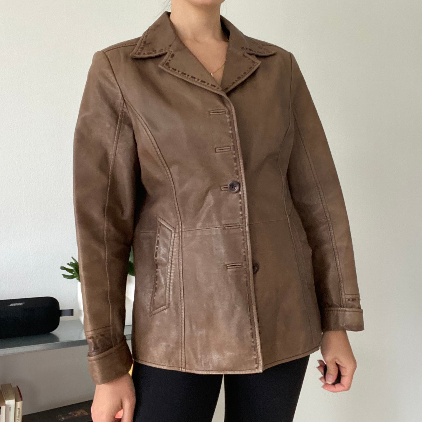 Brown leather jacket