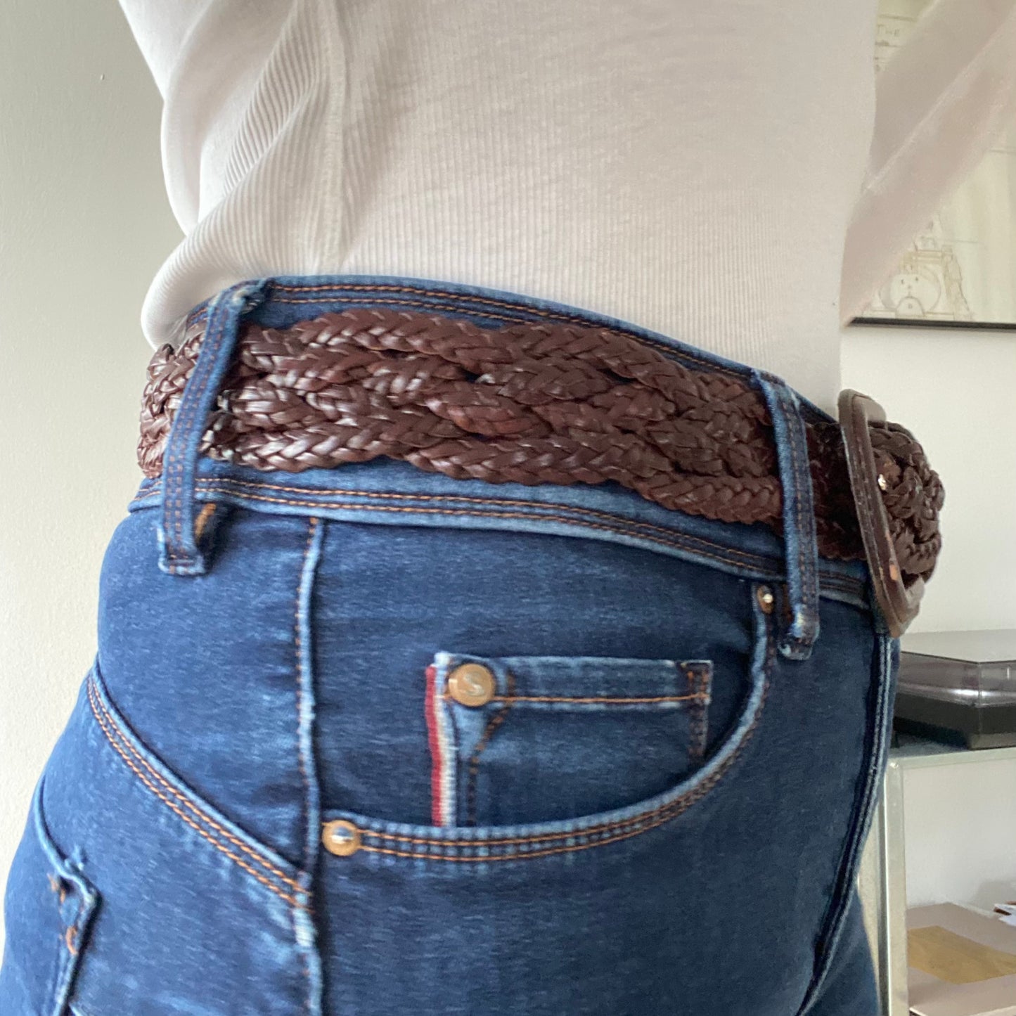 Dark brown braided belt