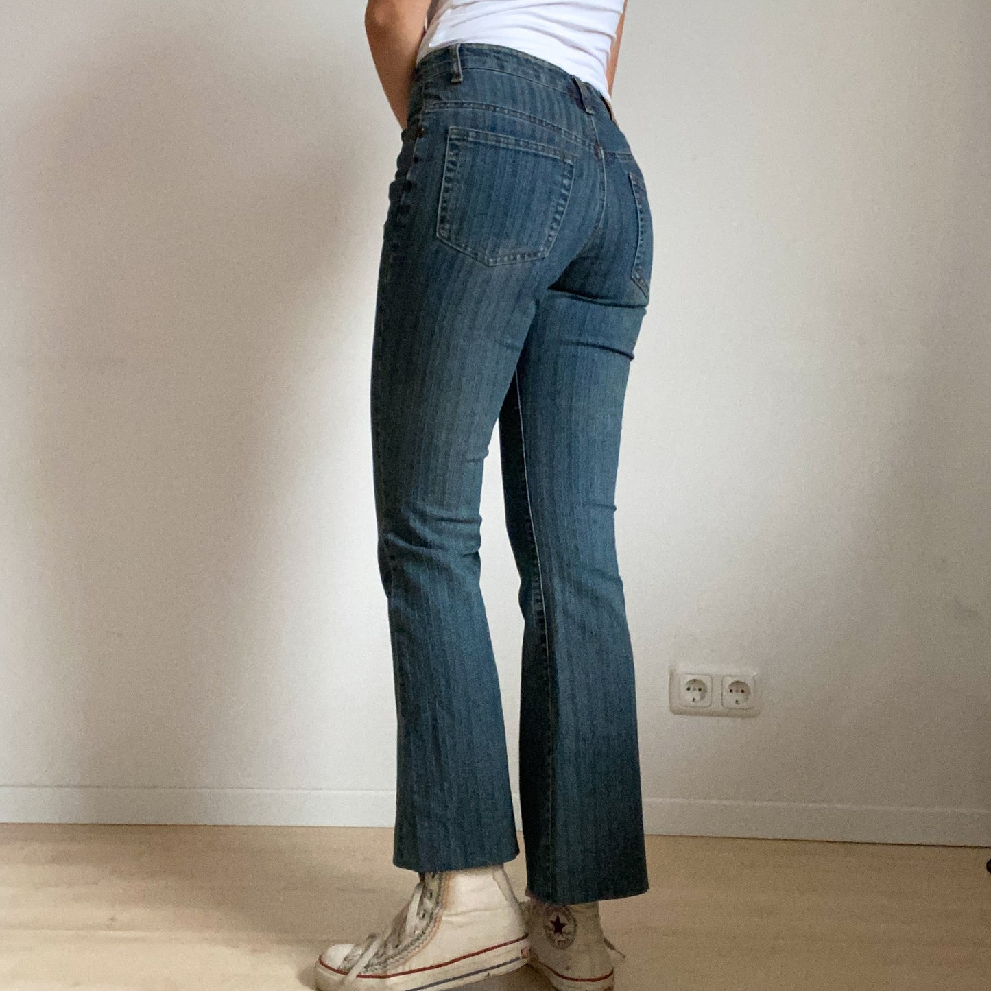 Vintage jeans, blue wash cotton.