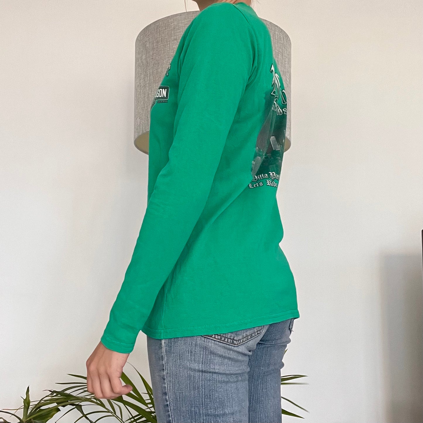 Harley Davidson, green long sleeve shirt- size S